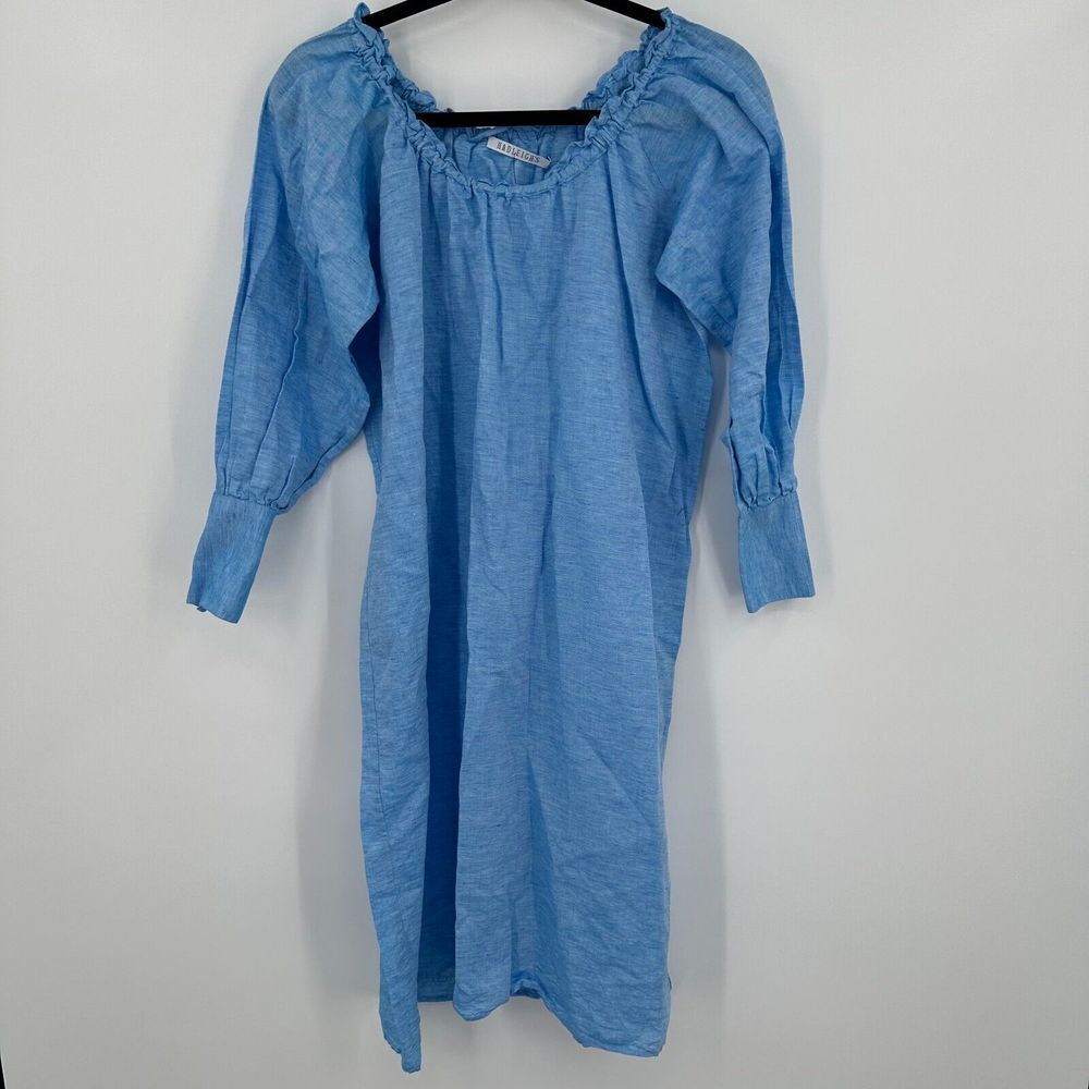 Hadleigh's Shirt Dress Womens Size 40 Blue Long Sleeve Off The Shoulder Pullover